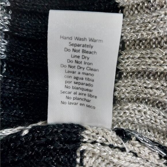 VENUS! BLACK/GRAY/SILVER METALLIC RIBBED KNIT DUSTER LENGTH CARDI SWEATER! SZ S - Picture 11 of 13